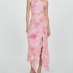 Mango Ruffle Floral Print Dress